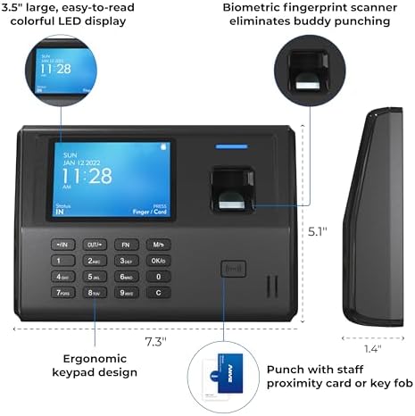 ANVIZ Time Clocks for Small Business Employees - CX3 Fingerprint Biometric Clock in and out Machine - No Software Required, Right out of The box, Finger + RFID + Pin Punching - Image 6