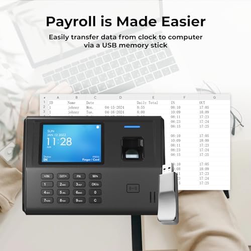 ANVIZ Time Clocks for Small Business Employees - CX3 Fingerprint Biometric Clock in and out Machine - No Software Required, Right out of The box, Finger + RFID + Pin Punching - Image 3
