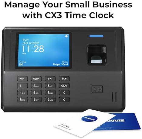 ANVIZ Time Clocks for Small Business Employees - CX3 Fingerprint Biometric Clock in and out Machine - No Software Required, Right out of The box, Finger + RFID + Pin Punching - Image 8