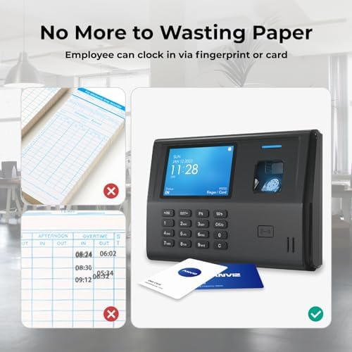 ANVIZ Time Clocks for Small Business Employees - CX3 Fingerprint Biometric Clock in and out Machine - No Software Required, Right out of The box, Finger + RFID + Pin Punching - Image 2